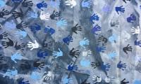 Wall Hands Prints Texture Blue