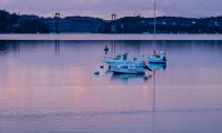 Water Boats Twilight Landscape