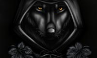 Wolf Hood Cloak Art Black