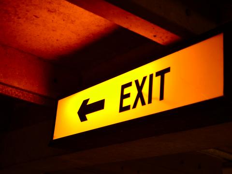 Exit Word Pointer Yellow Dark