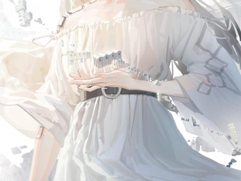 Girl Dress Ruins Anime White