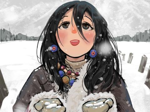 Girl Happy Snow Winter Live Anime Art