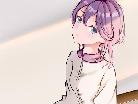 Girl Pose Glance Anime Art Purple