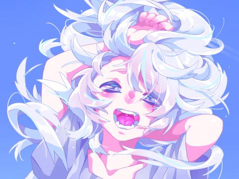 Girl Scream Hair Anime Art