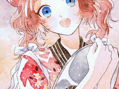 Girl Smile Watercolor Anime Art