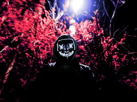 Man Mask Neon Anonymous Light Dark