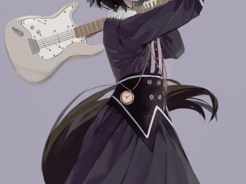 Neko Ears Electric-guitar Guitar Anime Art