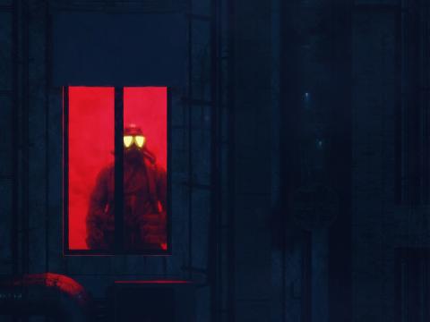 Soldier Gas-mask Building Window Dark